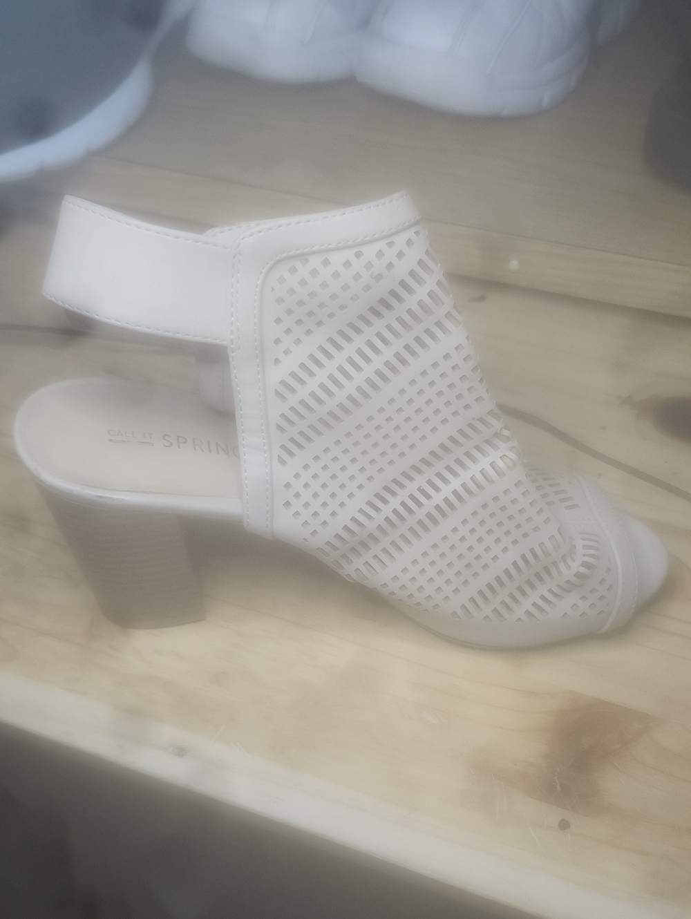 Call It Spring White Laser-Cut Block Heel Sandal